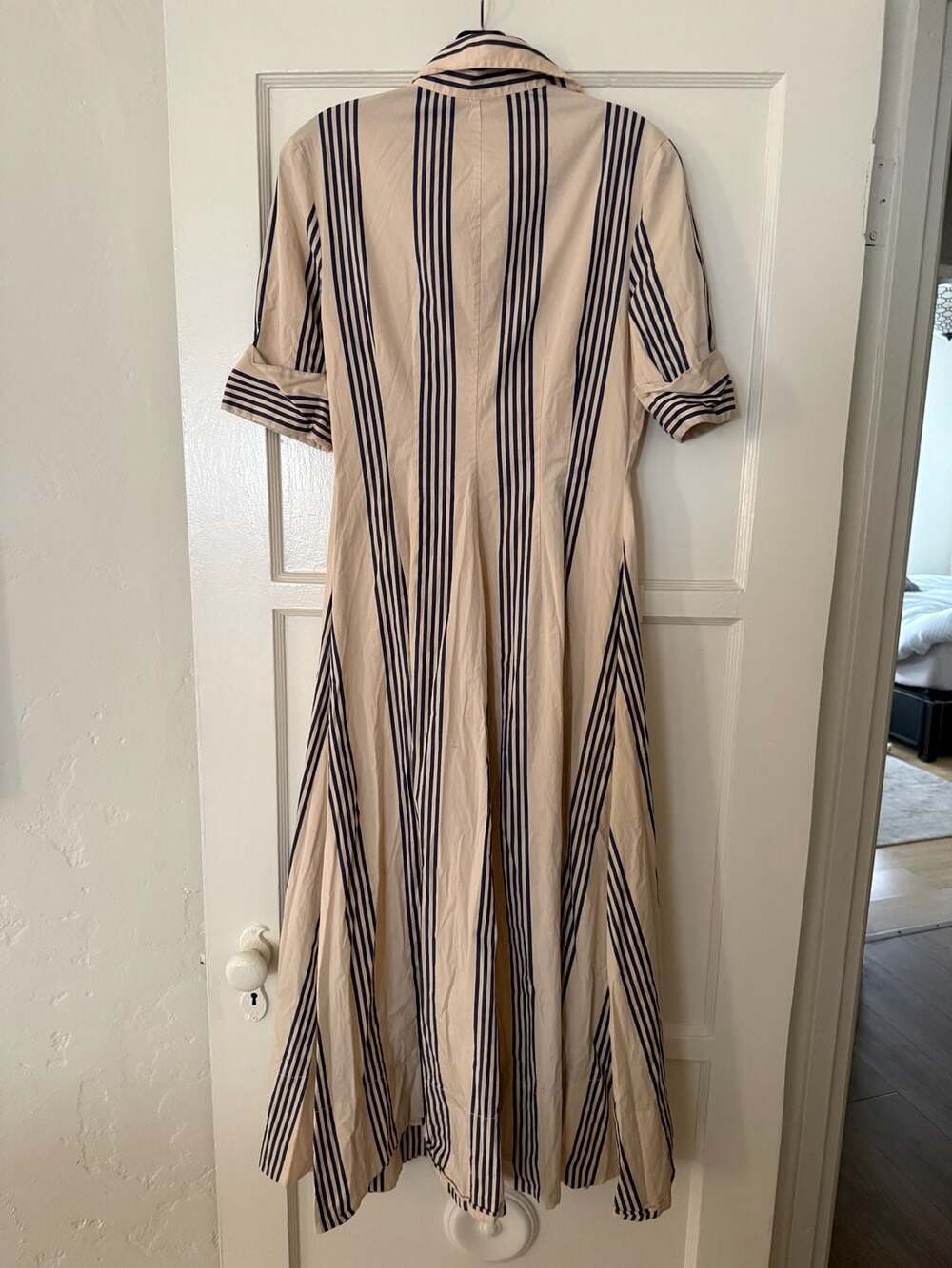 STAUD Joan Cotton Poplin Stripe Maxi Shirt Dress - Picture 3 of 3